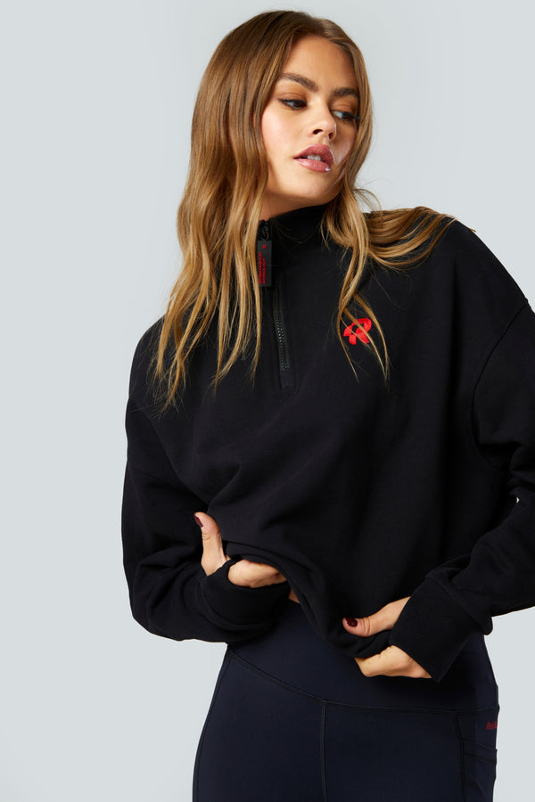 1/4 Zip Cotton Sweat Top - Inky collection